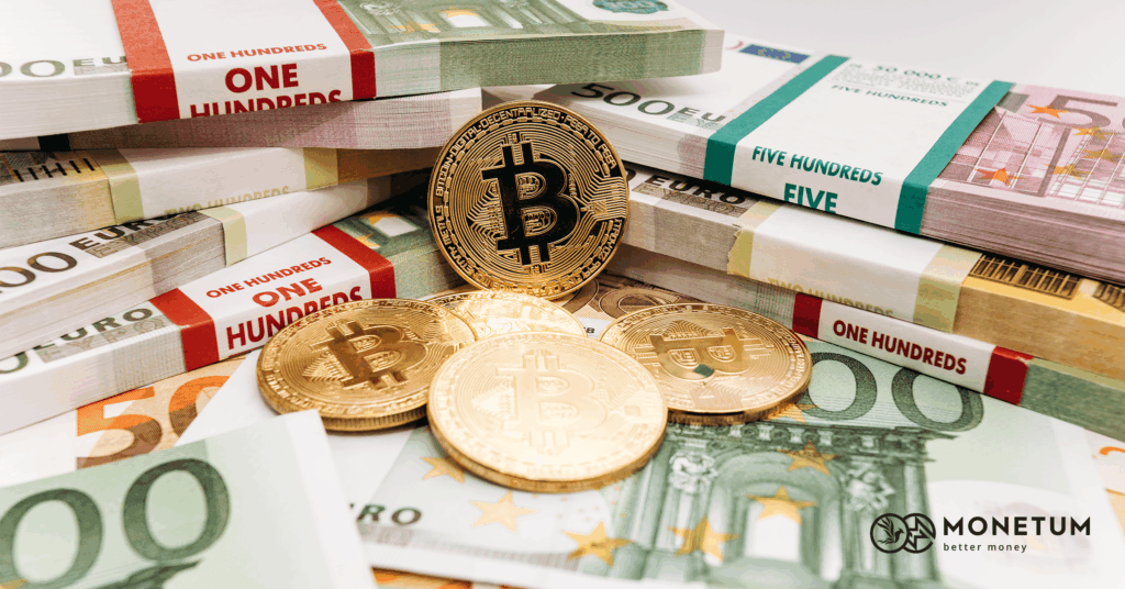Fiat euro and crypto coin